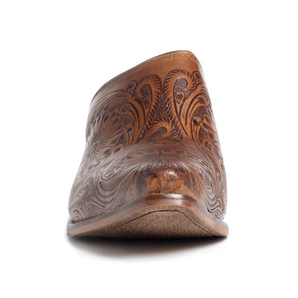 Myra Bag Tan Floral Embossed Mules - Picture 2 of 5
